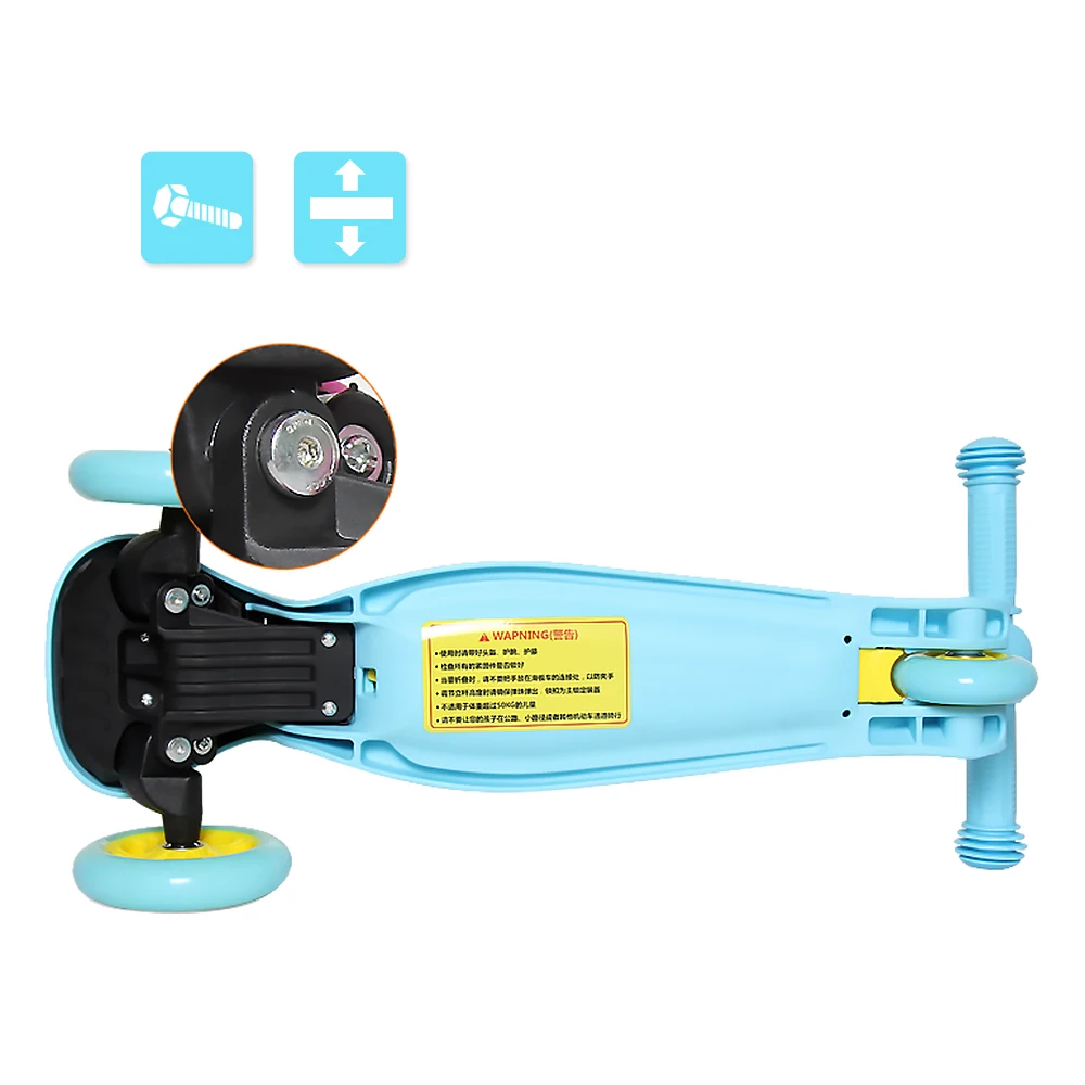 Folding Scooter with Light Up Wheels Adjustable Height for Kids Girls Boys Children Scooter Skateboard 3 Wheels
