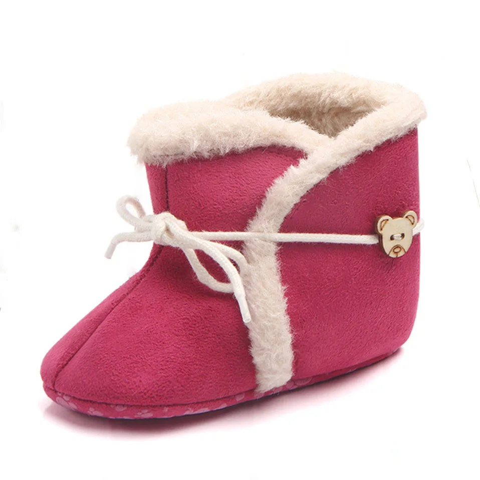 Rose Red Infant Toddler Baby Boys Girls snow Boots For Newborn Baby Winter Keep Warm Soft Sole Plush Snow Shoes Prewalker - Color: Rose Red