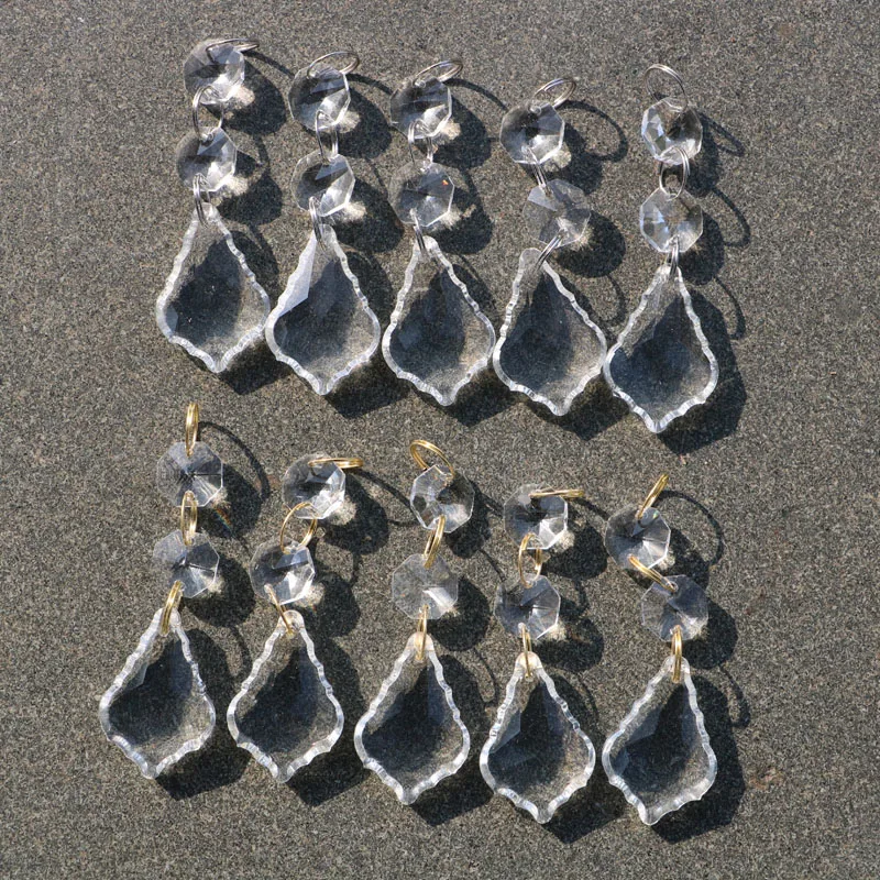 Clear Chandelier Glass Crystals Lamp Prisms Parts Hanging Drops Pendants with Crystal Octagon beads Lighting Parts crystal beads chandelier crystal drops