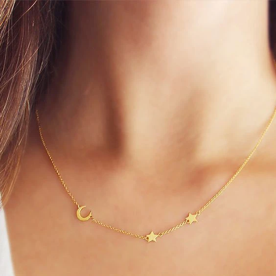 100 925 Sterling Silver Simple Link Chain Classic Italy Thin Chain Moon Star Charm Silver Girl Jewelry Necklace Necklaces Aliexpress