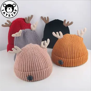 

Baby Winter Deer Hat For Girls Boys Christmas Knitted Baby Cap Elastic Winter Hats For Kids Cap Baby Beanie Accessories