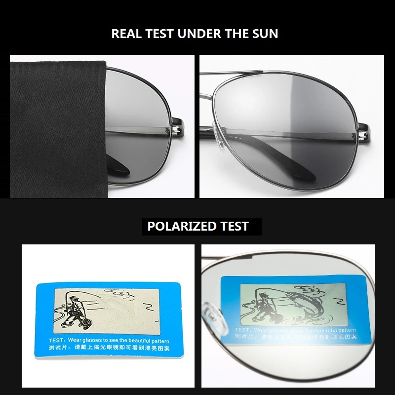 Polarized Sunglasses Night Vision Glasses Photochromic Sunglasses Men Polarized Driving Pilot Chameleon Vintage Sun Glasses Women Male Change Color Day Night Vision UV400