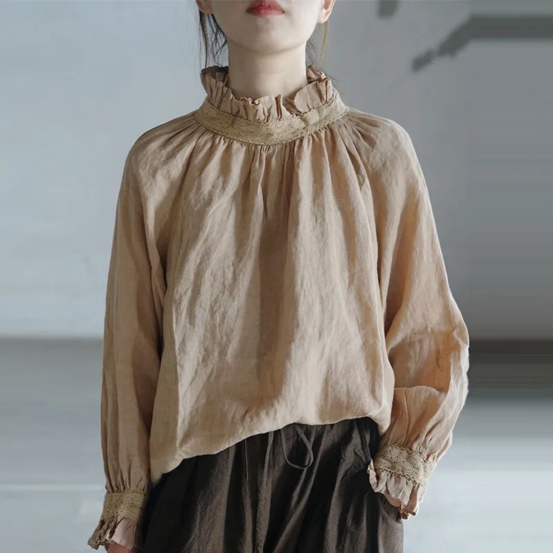 Johnature Cotton Linen Retro High 