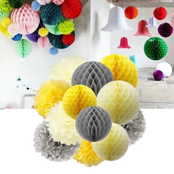 

12pcs Paper Lanterns Set Party Wedding Decorative Honeycomb Ball Shaped Paper Lamps Kit