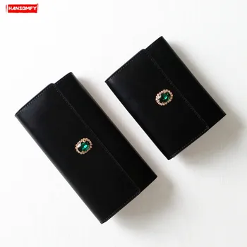 

2019 Fashion Women Wallet Business Rhinestone Wallet Lady Card Holder Position Bill Folder Wallets Black Genuine Leather Zipper