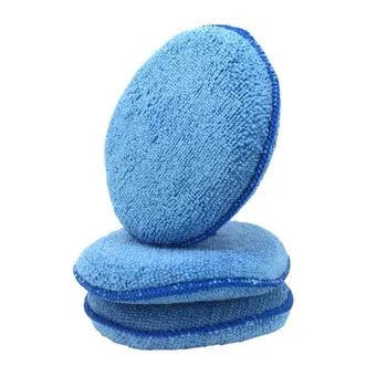 

5 Inch Soft Microfiber Car Wax Application Pad Polishing Sponge Detailing Care Car Portable Oval Sponge Dishcloth Blue