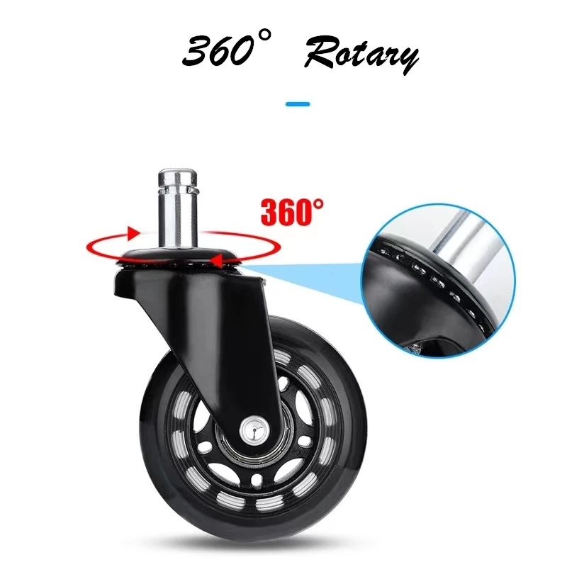 Rodas de cadeira de escritório 5 peças, estilo rollerblade roda castor substituição macio seguro rollers ferragens móveis 2.5 polegadas-1
