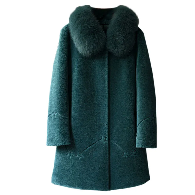 

Real Fur Coat Female Autumn Winter Clothes 2020 Korean Vintage Sheep Shearing Jacket Women Elegant 100% Wool Tops Coats 98050