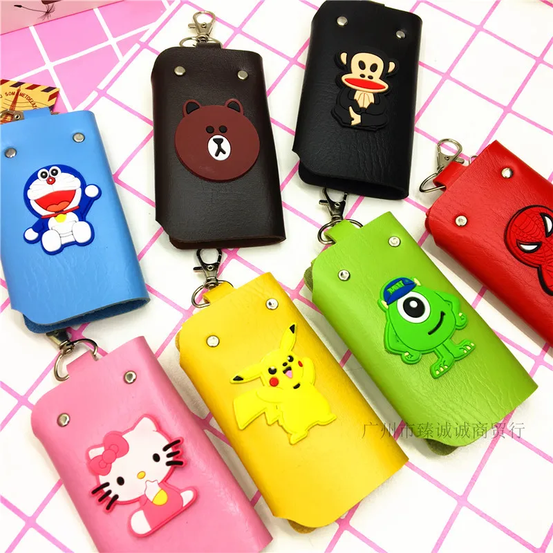 

Cartoon Key Bag Hello Kitty Car Key Ring Pikachu Key Leather Bag Cute Pannier Bag