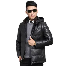 Кожаная куртка зимняя куртка мужская норка меховой воротник натуральная овчина пальто теплый пуховик размера плюс Erkek Мон JLK15726 MY1846
