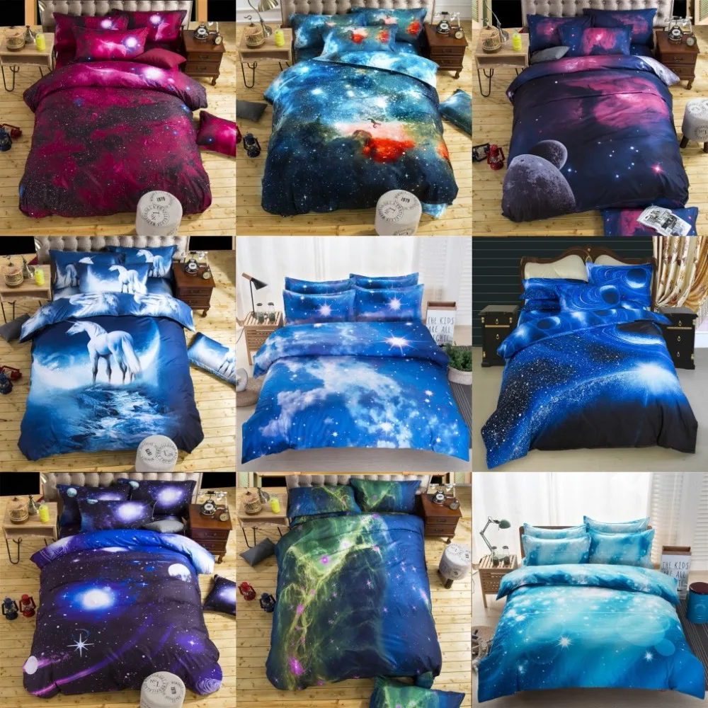 

Bedding Sets Universe Outer Space Themed Bed Linen 3D Duvet Cover Flat Sheet 2pcs/3pcs/4pcs Single Double Size Bedding Set
