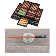 Палочки для еды 5 пар китайские японские деревянные бамбуковые креативные ручки дизайн многоразовый набор палочек для еды палочки для еды с Чехол FDH