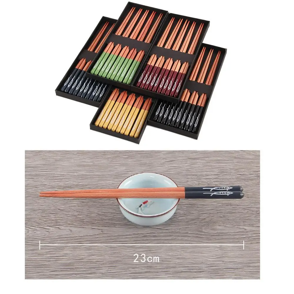 Китайские Деревянные бамбуковые палочки для еды 5 пар креативный дизайн ручки