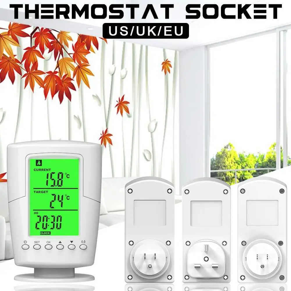 

Newest TS-2000 Programmable Wireless Thermostat Socket Home Intelligent Temperature Control Socket #40