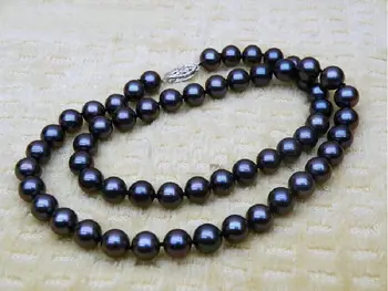 

18"9-10MM SOUTH SEA NATURAL BLACK PEARL NECKLACE LOVELY WHITE CLASP @