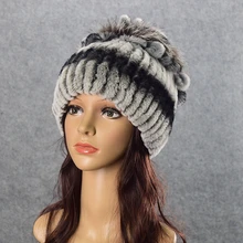 Зимняя модная женская шапка из натурального меха кролика Рекс, женская теплая шапка с ушами, эластичная для девочек