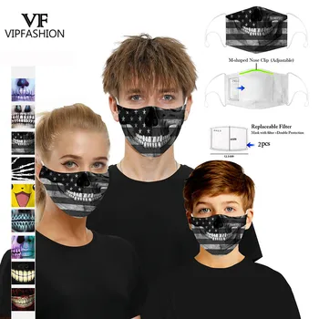 

VIP FASHION Hot Selling Anti-Dust Printed Lovely Breathable Cartoon Adult Kids Funny Face Masks 5-Layer