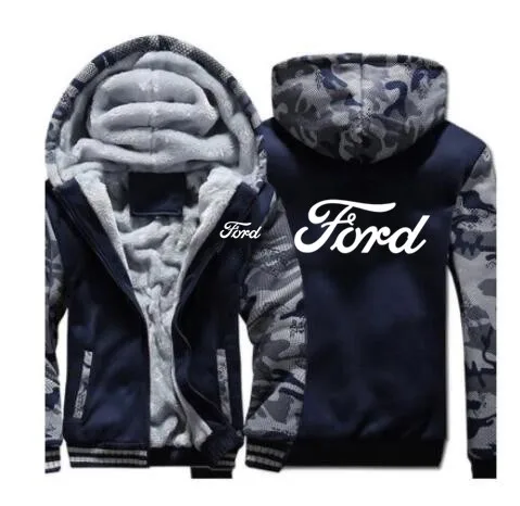 Зимняя модная мужская одежда на молнии FORD толстовки с капюшоном и пальто 5 цветов