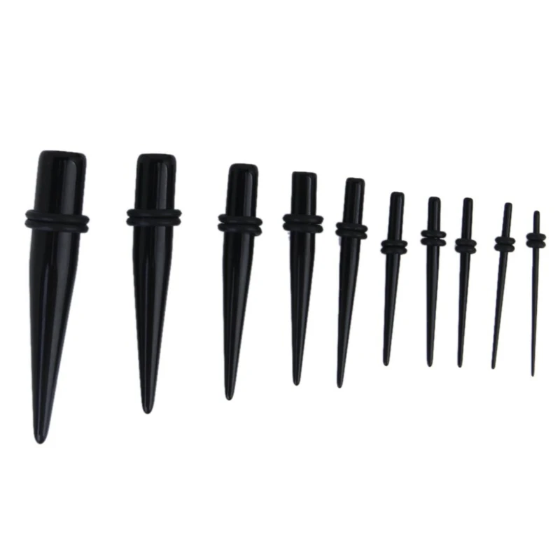 

10 pcs Plugs of ear Stretcher expanders of ear in acrylic 00G - 16G - Black