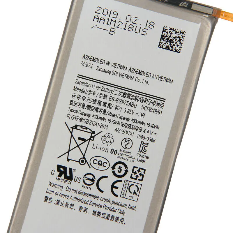 Подлинная батарея EB-BG975ABU для samsung Galaxy S10+ S10 Plus SM-G9750 4100 мАч