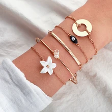 Tocoan, винтажный Модный кварцевый цветочный геометрический кулон, золотой браслет для женщин, богемные Этнические браслеты, индийские ювелирные изделия для женщин 8855