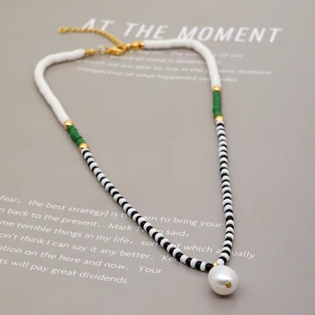 

Go2Boho Fresh Water Pearl Necklace Women Collares Jewelry Heishi Beads Chocker Black And White Necklaces Collier Femme Boho