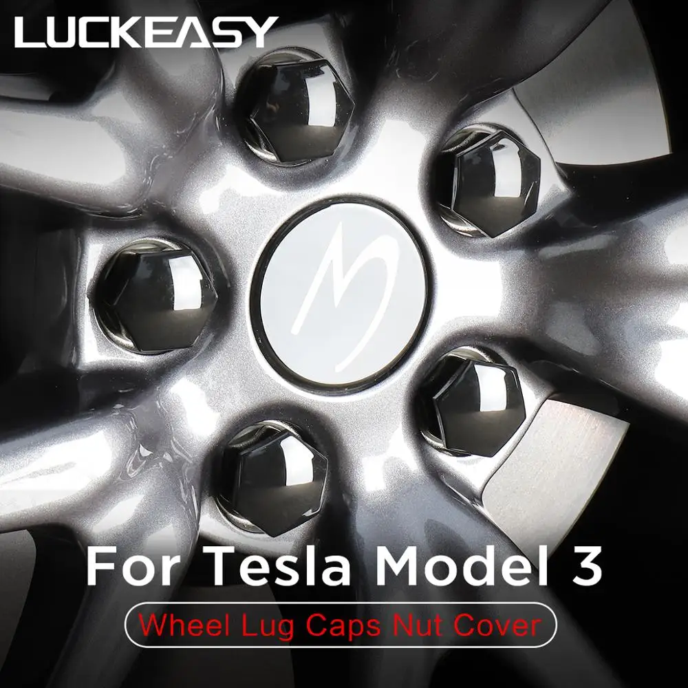 

LUCKEASY For Tesla Model 3 2017-2019 Aero Wheel Cap Kit Center Cap Set and Wheel Lug Nut Cover 20pcs(Mirror section)