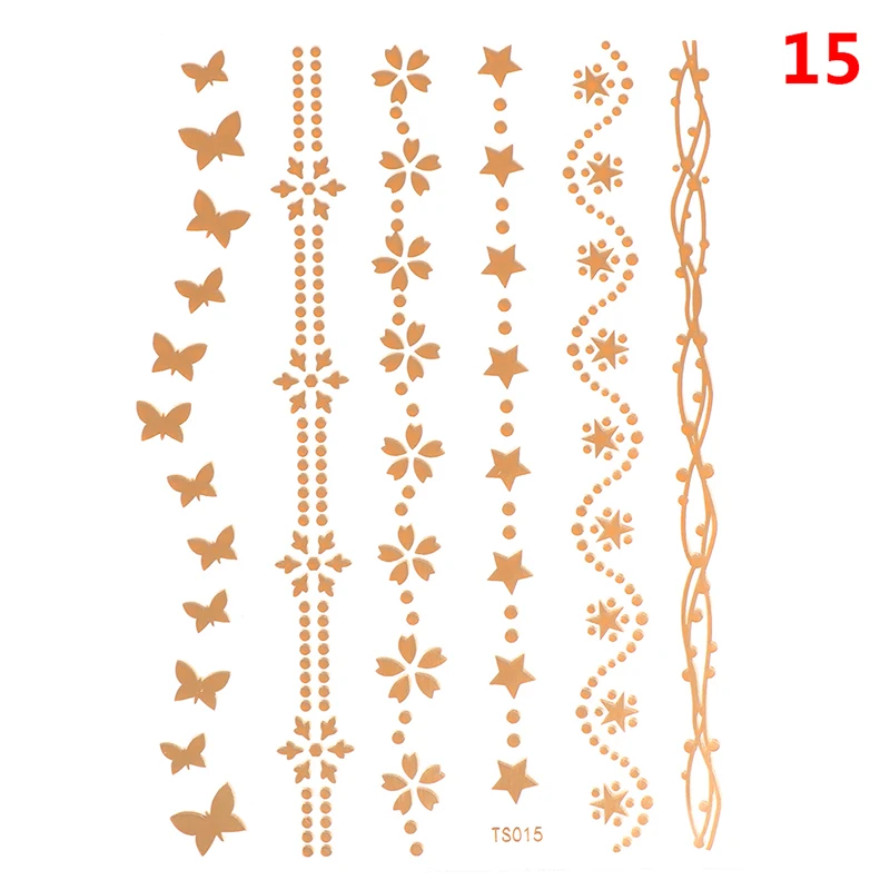 1Piece Flash Leaf Bracelet Gold Metallic Tatoo Temporary Sexy Women Hair Wrist Body Art Jewelry Tattoo Sticker Design
