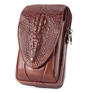 

Genuine Leather Men Casual Designer Fanny Back Small Messenger Bag Fashion 6" Travel Phone Belt Bag Real Leather Male Waist Pack