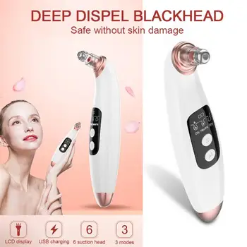 

USB Charging Blackhead Remover LED Display 6 Tips Pore Cleane Black Head Remover Pimple Remover Tool Reduce Pores Skin Care