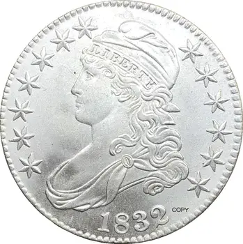 Stany zjednoczone 50 centów ½ dolara Liberty Eagle caped Bust półdolarówka 1832 pokryty miedzioniklem Silver Copy Coin tanie i dobre opinie ZOUJIENI CN (pochodzenie) Metal Antique sztuczna CASTING 1840 i Wcześniej Ludzi