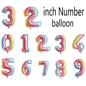 

1pcs 32 inch Gradient Foil Number Balloons Rainbow colors 0-9 Birthday Wedding Engagement Party Decor Globo Kids Ball Supplies
