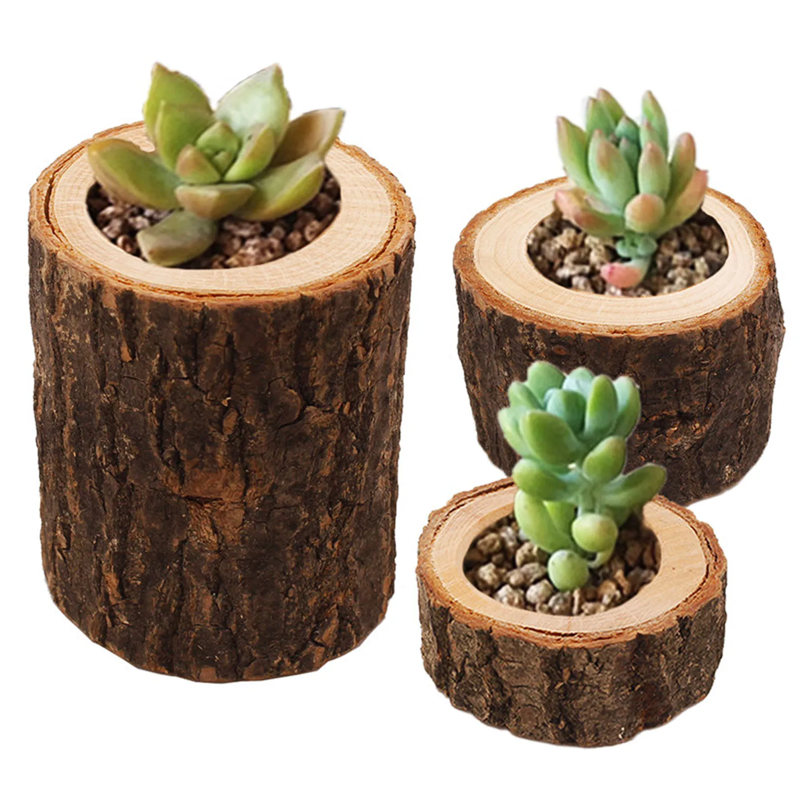 

1pcs Bark Stake Candle Holder Plant Pot Handmade Wooden Ornaments Pillar Design Candlestick for Rustic Wedding Decoration Supply
