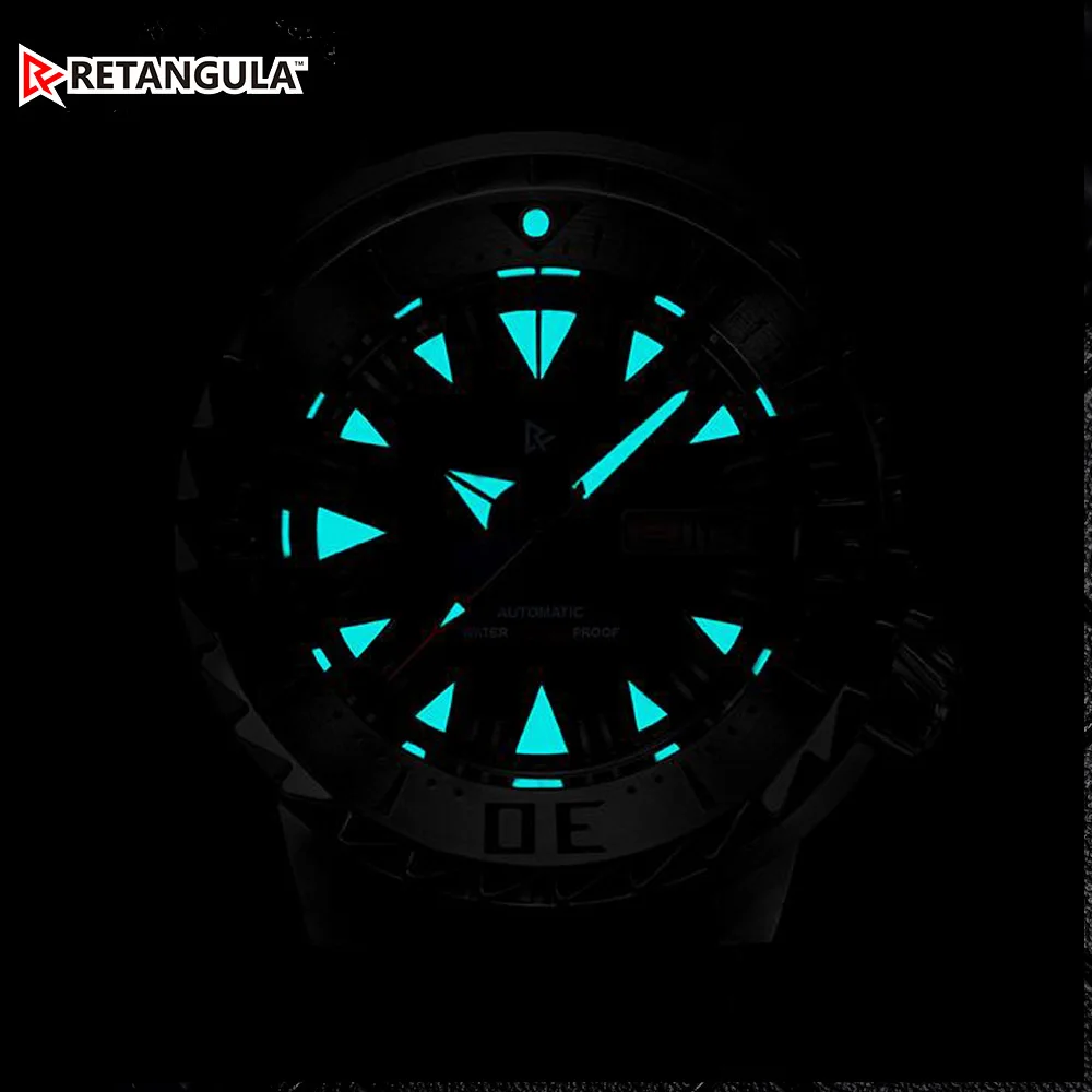 US $184.00 RDUNAE NH36 Automatic Watch Men Mechanical Diver Watches 150M Waterproof Red Dial Rubber Strap Luxury Brand Wristwatch Monster