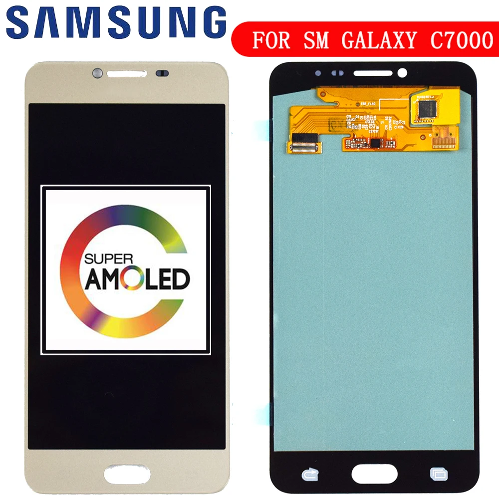 Beste Nieuwe OLED Vervanging Telefoon LCD Voor Samsung Galaxy C7 C7000 SM C7000 Super AMOLED Display Touch Screen Digitizer Vergadering