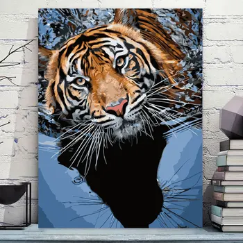 

PaintEveryday Paint By Numbers Coloring Paintings Tiger Animals Framed Decor Home Gift Oil Picture By Numbers For Birthday