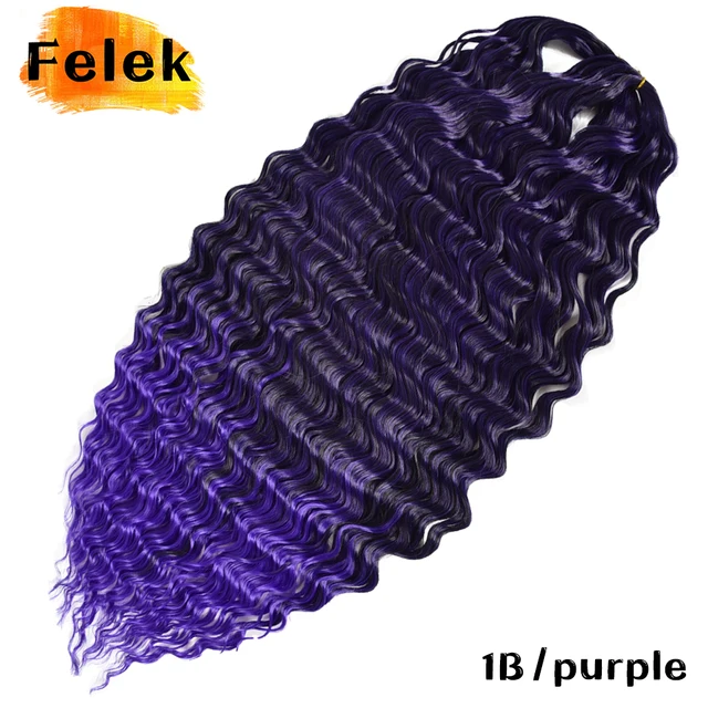 22-30inch Deep Wave Twist Crochet Hair Natural Synthetic Afro Curls Crochet Braids Ombre Braiding Hair  Extensions For Women 1B-Purple