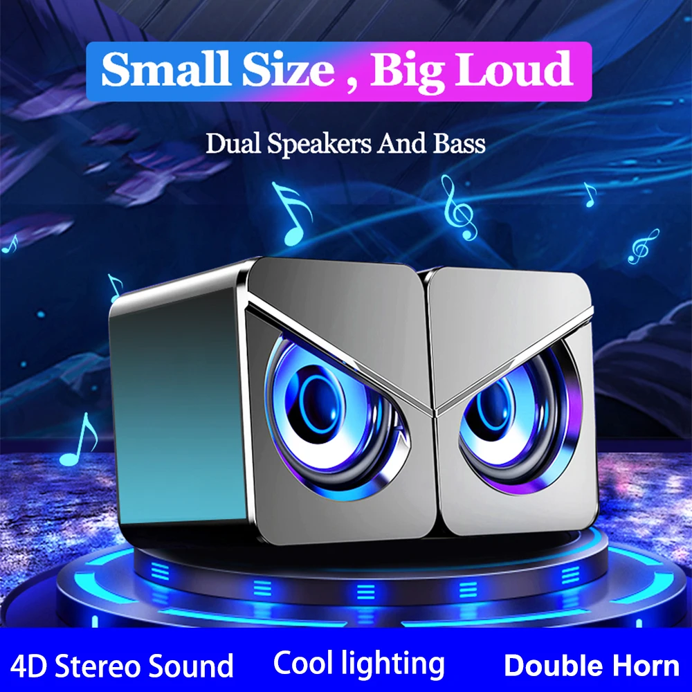 Mini Computer Speaker, PC Speakers for Desktop Computer, Laptop Speaker with 4D Stereo Sound , Loud Volume, Enhanced Bass.