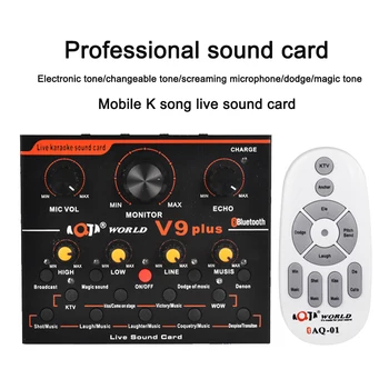 

V9 Plus Professional Audio Mixer Audio USB External Sound Card Headset Microphone Webcast Entertainment Streamer Live Sound Card