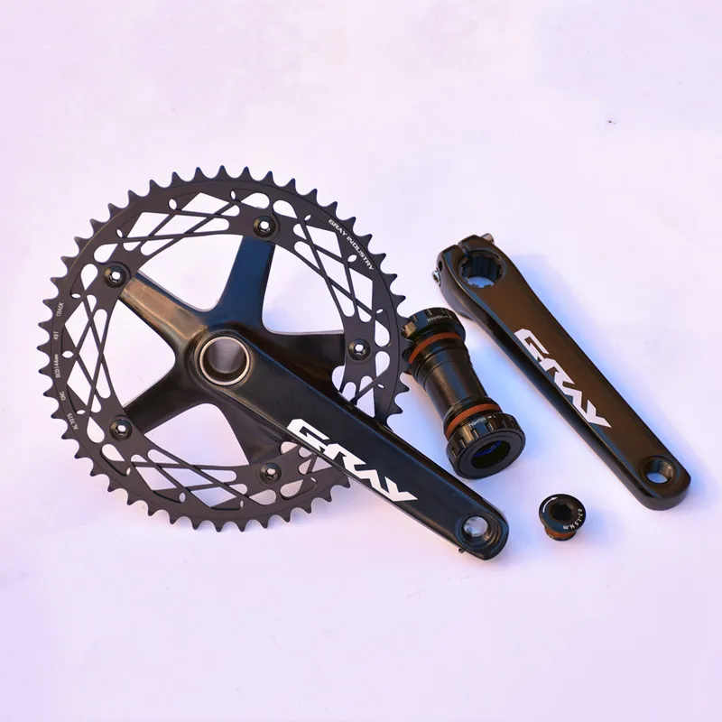 GRAY Alumniun Crankset Fixed Gear Hollow Sprocket 49T 165mm