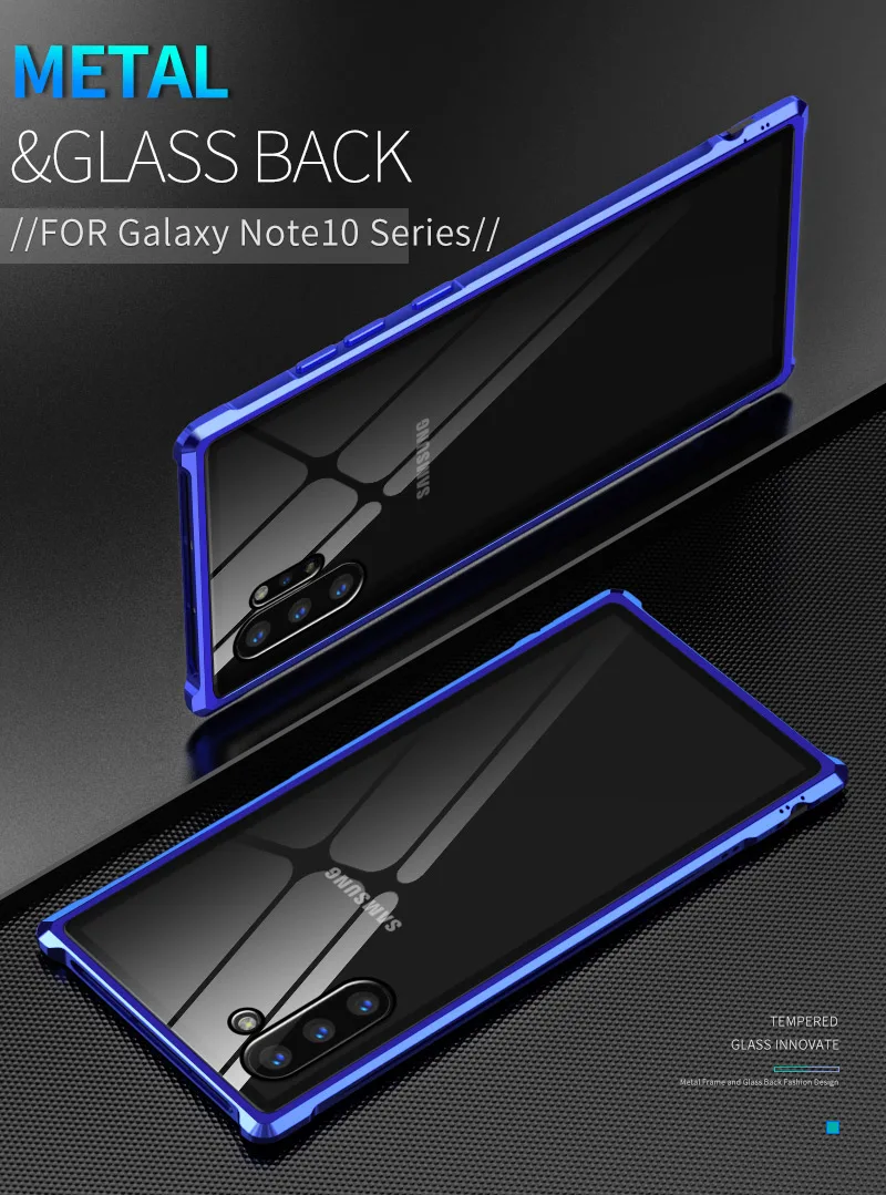 Алюминиевый металлический бампер для Samsung Note10 + задняя крышка из закаленного