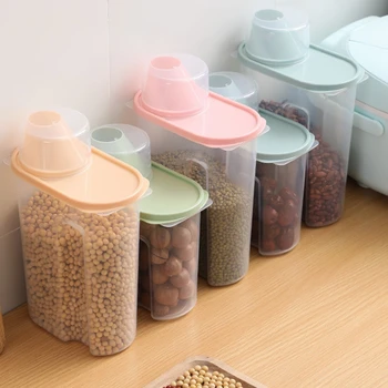 

Large Capacity Airtight Storage Box Dry Food Transparent Plastic Container Kitchen Food Cereal Grain Rice Storage 4pcs JCX9354