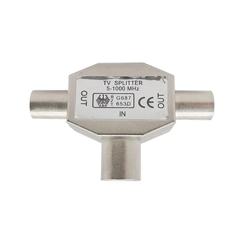 

2 Way TV Aerial Coaxial Splitter Coax Metal Signal T Adapter Combiner 2 Male to 1 Female Adapter for TV/T adapters Coaxial