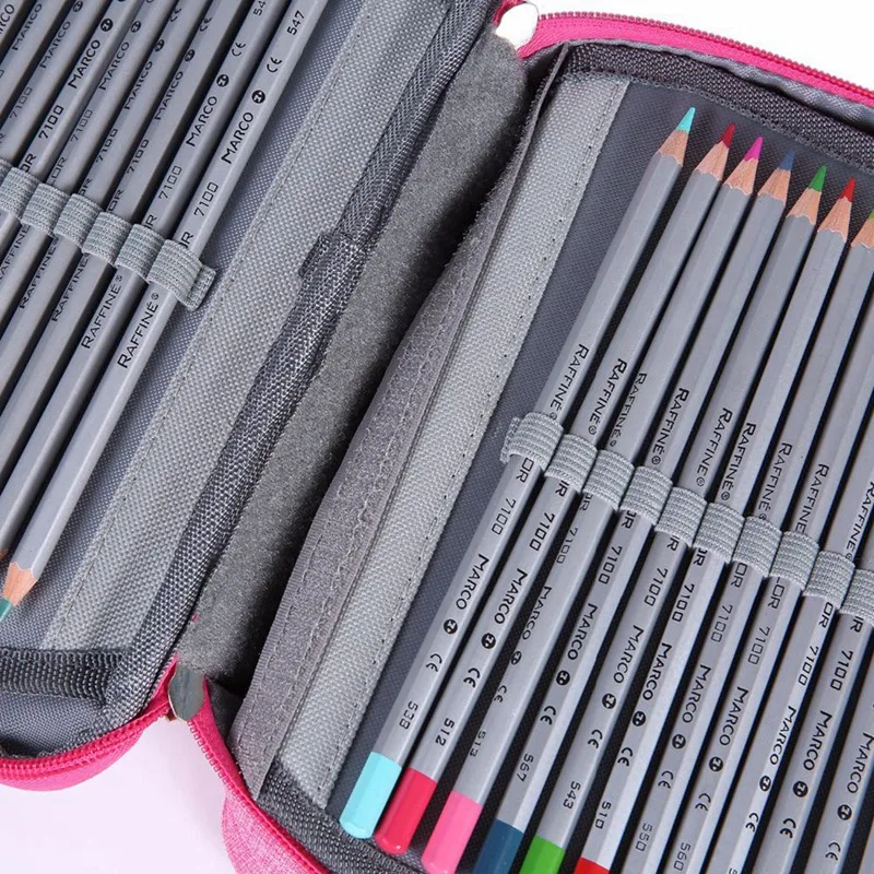 

2Pcs 72 Holder Pen Colored Pencil Case School Multi-Functional High Capacity Zipper Pencil Bag for Student Art Supplies - Blue &