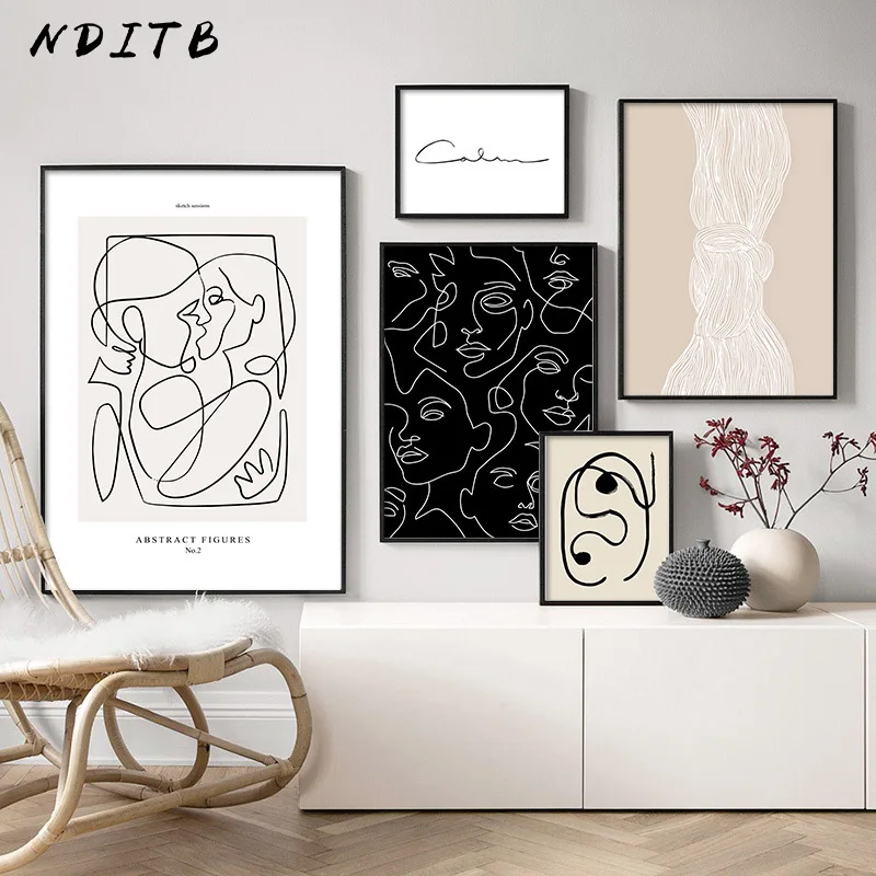 Minimalist Print Painting Nordic-Poster Abstract-Line Body-Picture Living-Room-Decor
