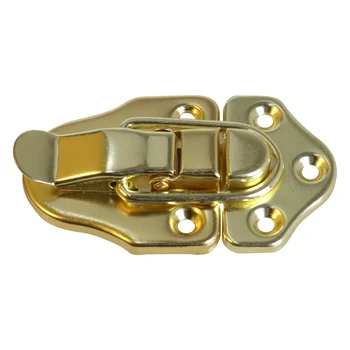

4Pcs Iron Wood Box Hasp Toolbox Chest Case Luggage Suitcase Spring Loaded Toggle Latch Buckle Lock Clasp (Gold)