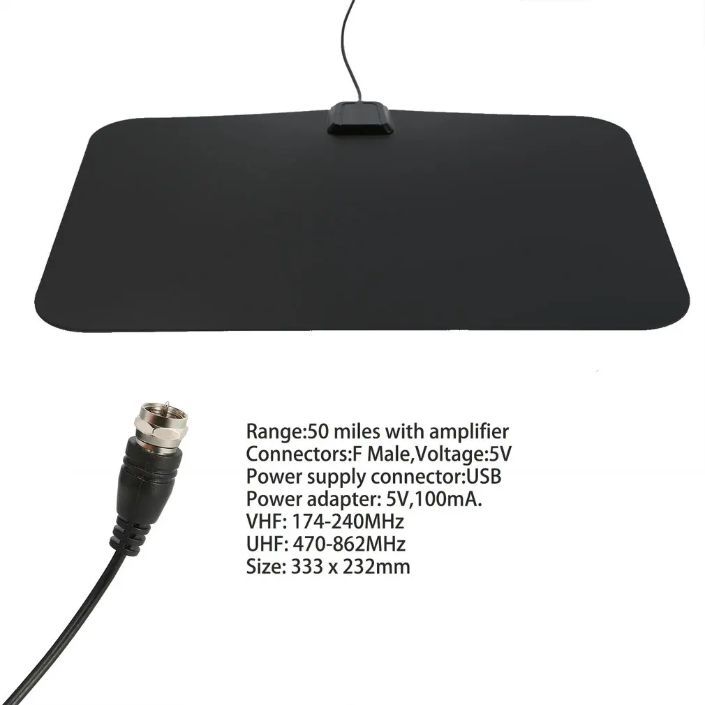 Цифровой Внутренний усиленный HDTV антенна со съемным усилителем сигнала для UHF VHF USB 10ft высокая производительность коаксиальный кабель