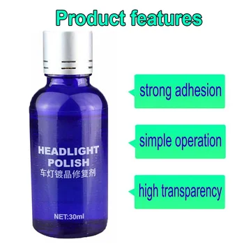 

Car Headlight Lens Restorer Repair Liquid Polish Cleaning 30ml 9HHardness Blue