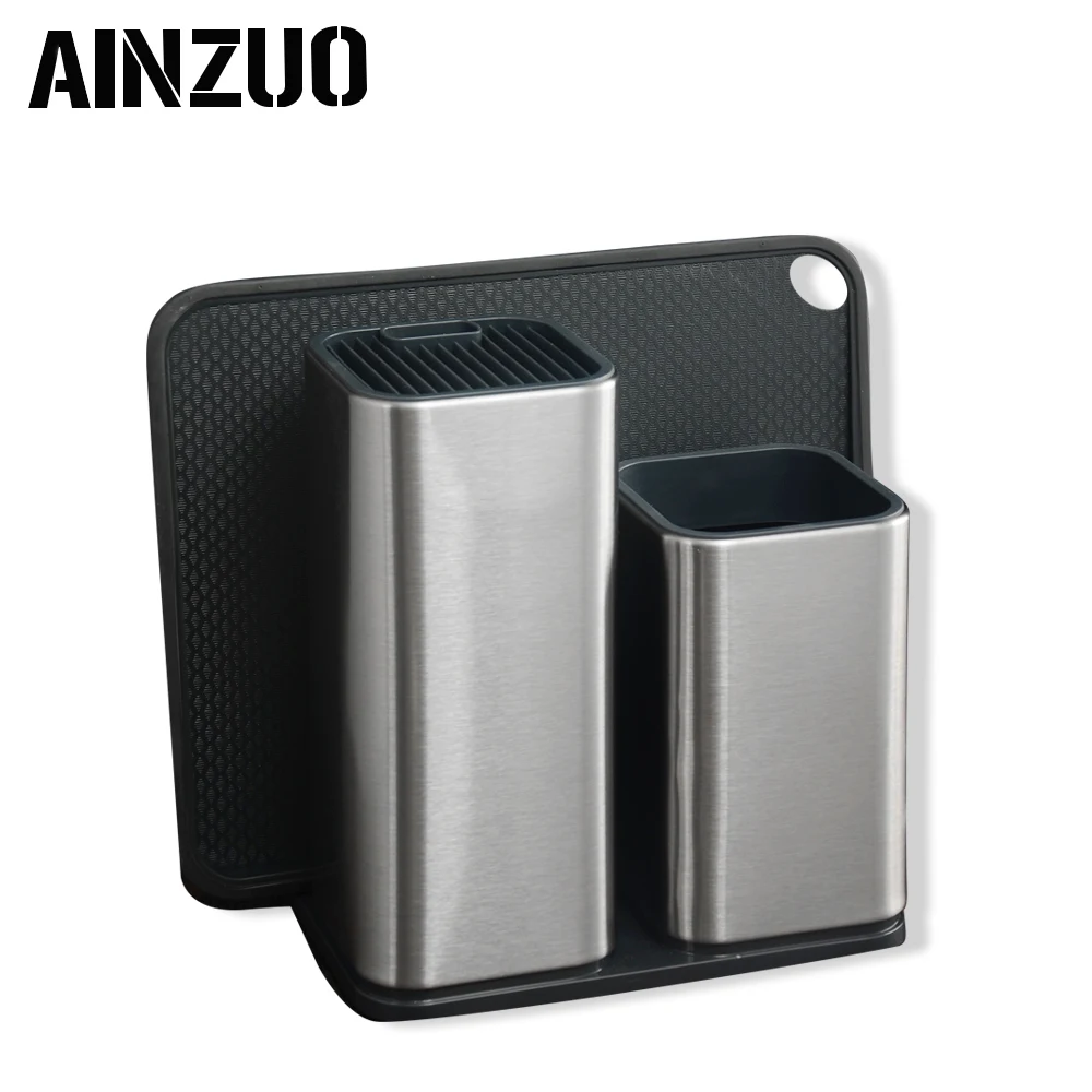 

AINZUO 8 inch Kitchen Knife Holder Storage Stainless Steel Cutlery Knife Block Stand Large Capacity Multifunctional Storage Seat
