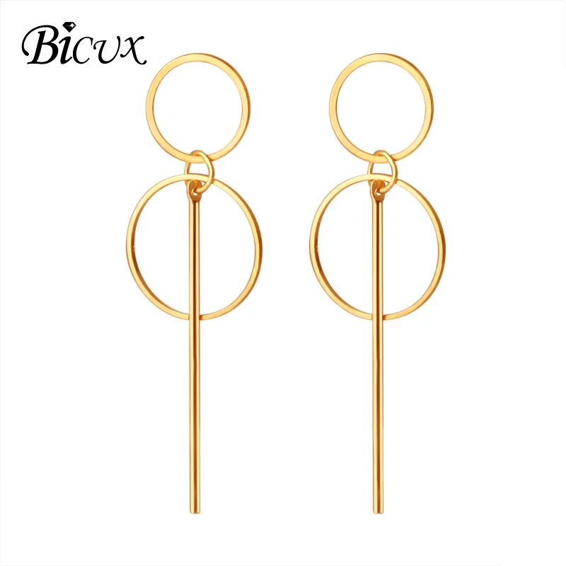 Gold 12 BICUX, модные золотые Висячие серьги для женщин, массивные большие геометрические металлические серьги, Женские Висячие серьги, современные ювелирные изделия - Окраска металла: Gold 12